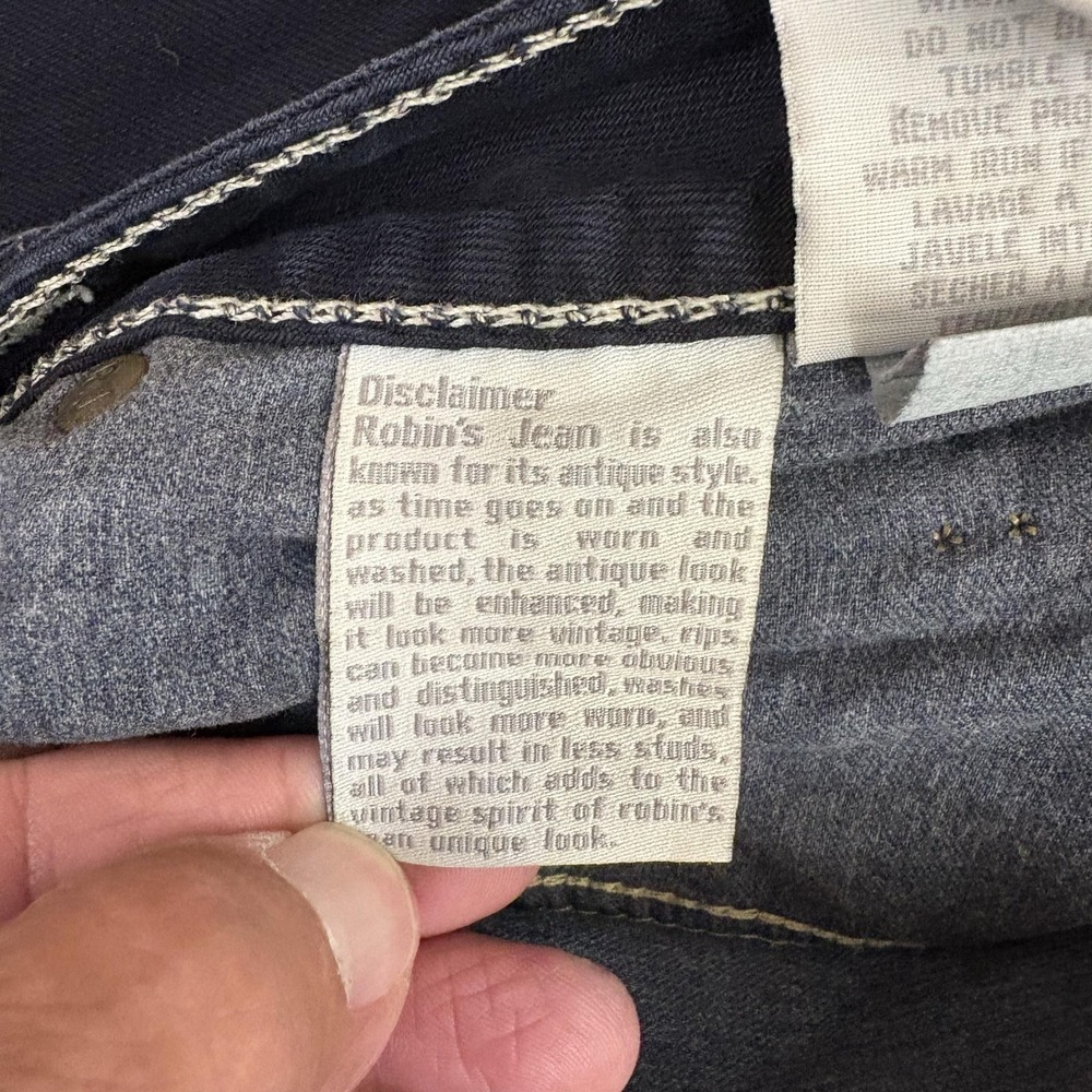 Robin's Jean Denim Shorts Mens 36 Blue Bermuda Rhinestone Back Pockets Biker - Picture 10 of 14